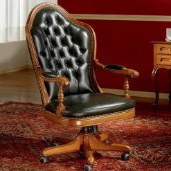 Poltrona alta in pelle nera