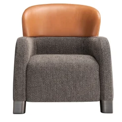 Poltrona a secchiello marrone/grigio con poggiatesta basso