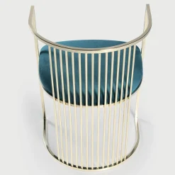 Poltrona Aura in ottone blu e oro