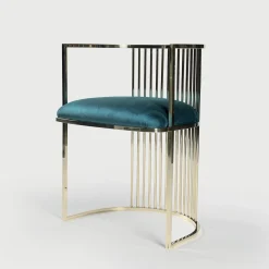 Poltrona Aura in ottone blu e oro