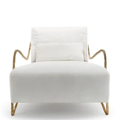 Poltrona bassa Moonlight bianco e oro