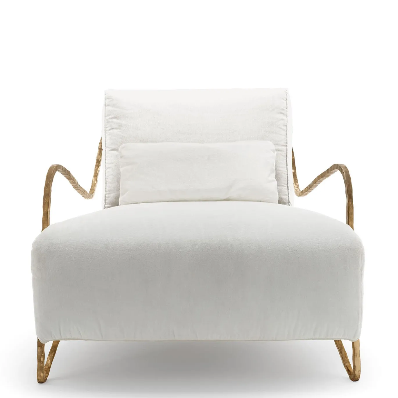 Poltrona bassa Moonlight bianco e oro