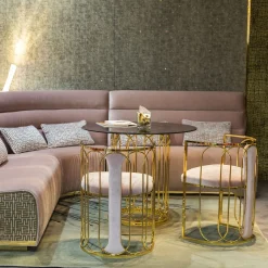 Poltrona Bella in ottone rosa e oro