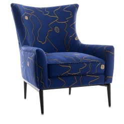 Poltrona Bergère dalle Linee Fluide Vivian Blu