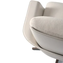Poltrona Bergère Girevole CLORI in Pelle Bianca