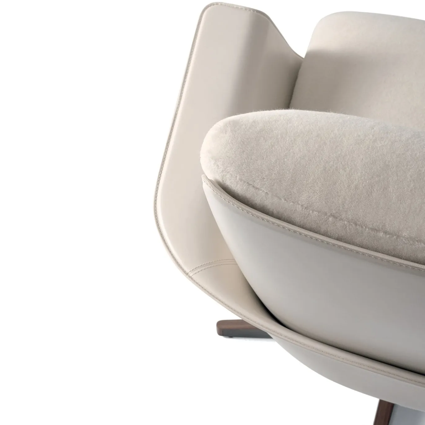 Poltrona Bergère Girevole CLORI in Pelle Bianca