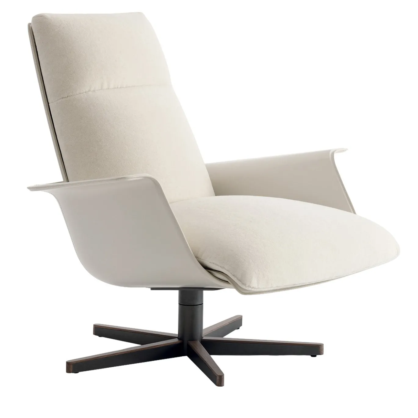 Poltrona Bergère Girevole CLORI in Pelle Bianca