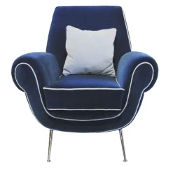 Poltrona Blu In Velluto Luxury