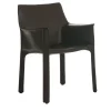 Poltrona Cab 413 in Pelle Saddle Nera di Mario Bellini