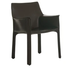 Poltrona Cab 413 in Pelle Saddle Nera di Mario Bellini