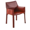 Poltrona Cab 413 in Pelle Saddle Rossa di Mario Bellini