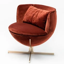 Poltrona Calice in velluto rosso di Patrick Norguet