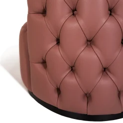 Poltrona capitonnè Petra in pelle rosa