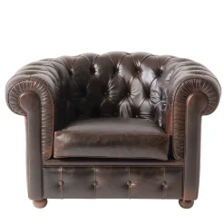 Poltrona Chesterfield pelle marrone