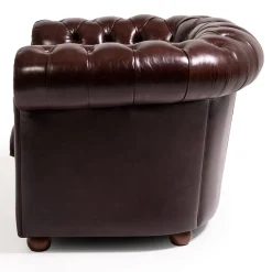 Poltrona Chesterfield pelle marrone mogano