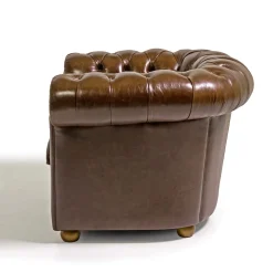 Poltrona Chesterfield pelle marrone muschio