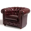 Poltrona Chesterfield pelle rosso rubino