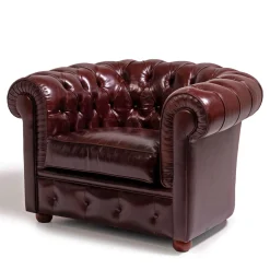 Poltrona Chesterfield pelle rosso rubino