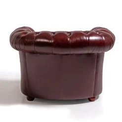 Poltrona Chesterfield pelle rosso rubino
