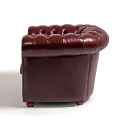 Poltrona Chesterfield pelle rosso rubino