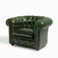 Poltrona Chesterfield pelle verde scuro