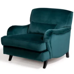 Poltrona classica Bernini in velluto blu ottanio