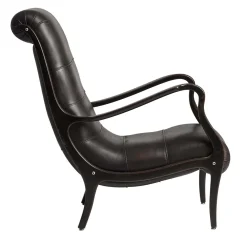 Poltrona classica in pelle marrone scuro