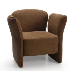 Poltrona Clover in tessuto e pelle marrone
