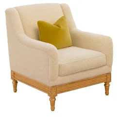 Poltrona Cozy in Stile Luigi XVI Beige e Oro
