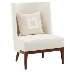 Poltrona curva Cube in velluto bianco
