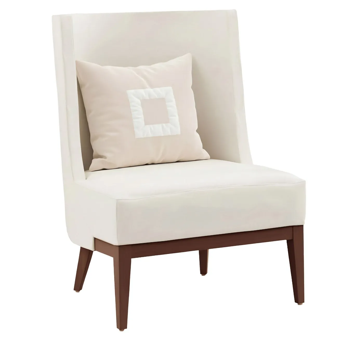 Poltrona curva Cube in velluto bianco