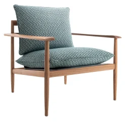 Poltrona da esterno in teak con motivo blu Kumiki