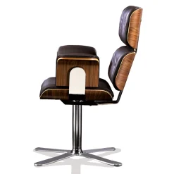 Poltrona da Ufficio Armadillo 5 in Pelle Marrone Scuro di Rainer Bachschmid