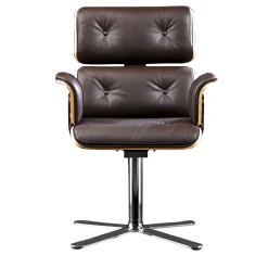 Poltrona da Ufficio Armadillo 5 in Pelle Marrone Scuro di Rainer Bachschmid
