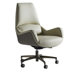 Poltrona da ufficio girevole beige e taupe Sanremo su rotelle