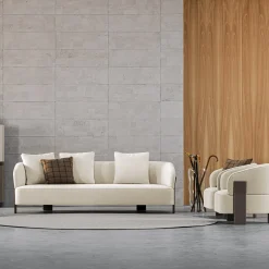 Poltrona Diamante Glamour in tessuto beige disegnata da Marco Piva