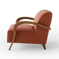 Poltrona Domino Cotto in pelle e noce