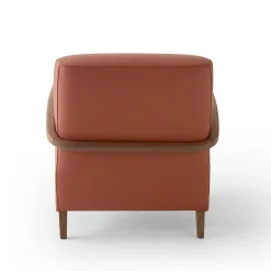 Poltrona Domino Cotto in pelle e noce
