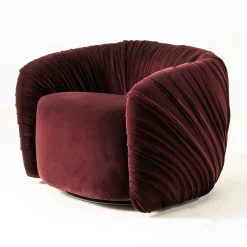 Poltrona Drap� in Velluto Rosso