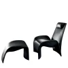 Poltrona Eva nera con pouf