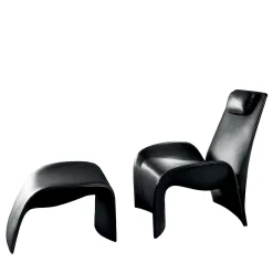Poltrona Eva nera con pouf
