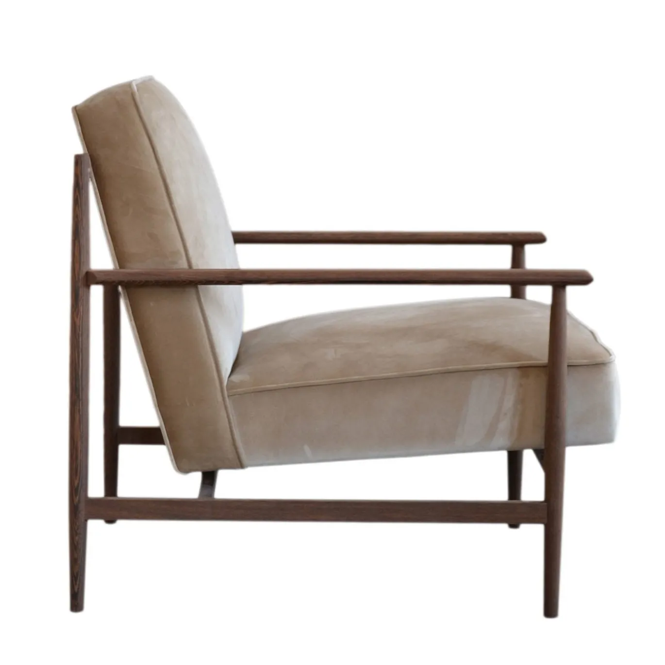 Poltrona Gaia in velluto grigio-marrone