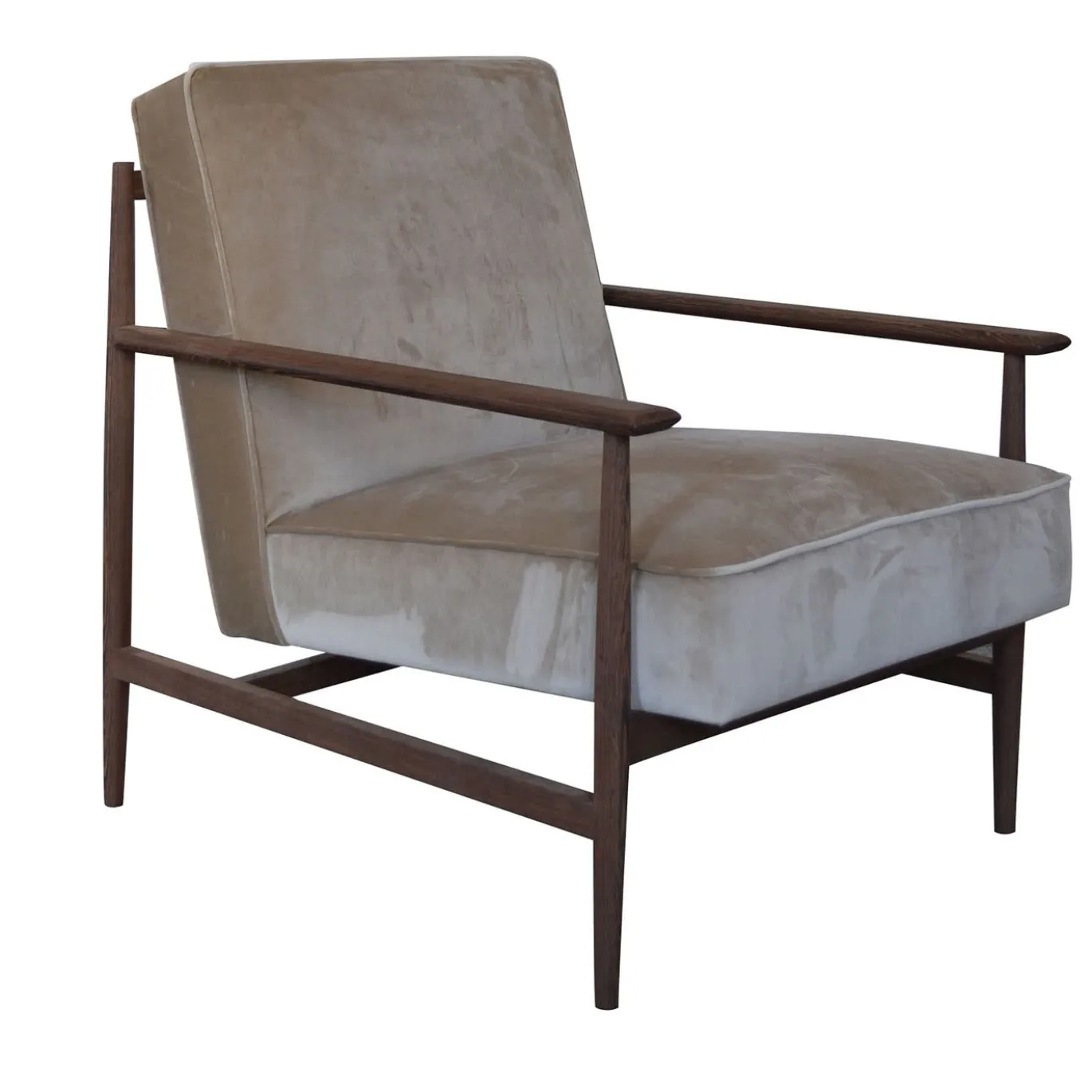 Poltrona Gaia in velluto grigio-marrone