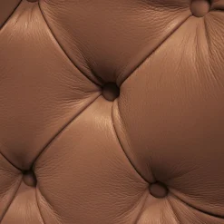 Poltrona Galatea in pelle trapuntata cioccolato di C. Rampazzi