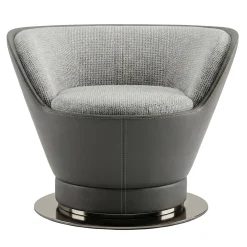Poltrona girevole Aura in pelle e tessuto grigio
