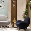 Poltrona girevole da esterno Mercury in bouclé blu