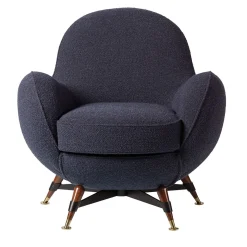 Poltrona girevole da esterno Mercury in bouclé blu