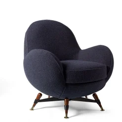 Poltrona girevole da esterno Mercury in bouclé blu