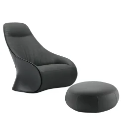 Poltrona girevole Derby grigio scuro con pouf di Noé Duchaufour-Lawrance