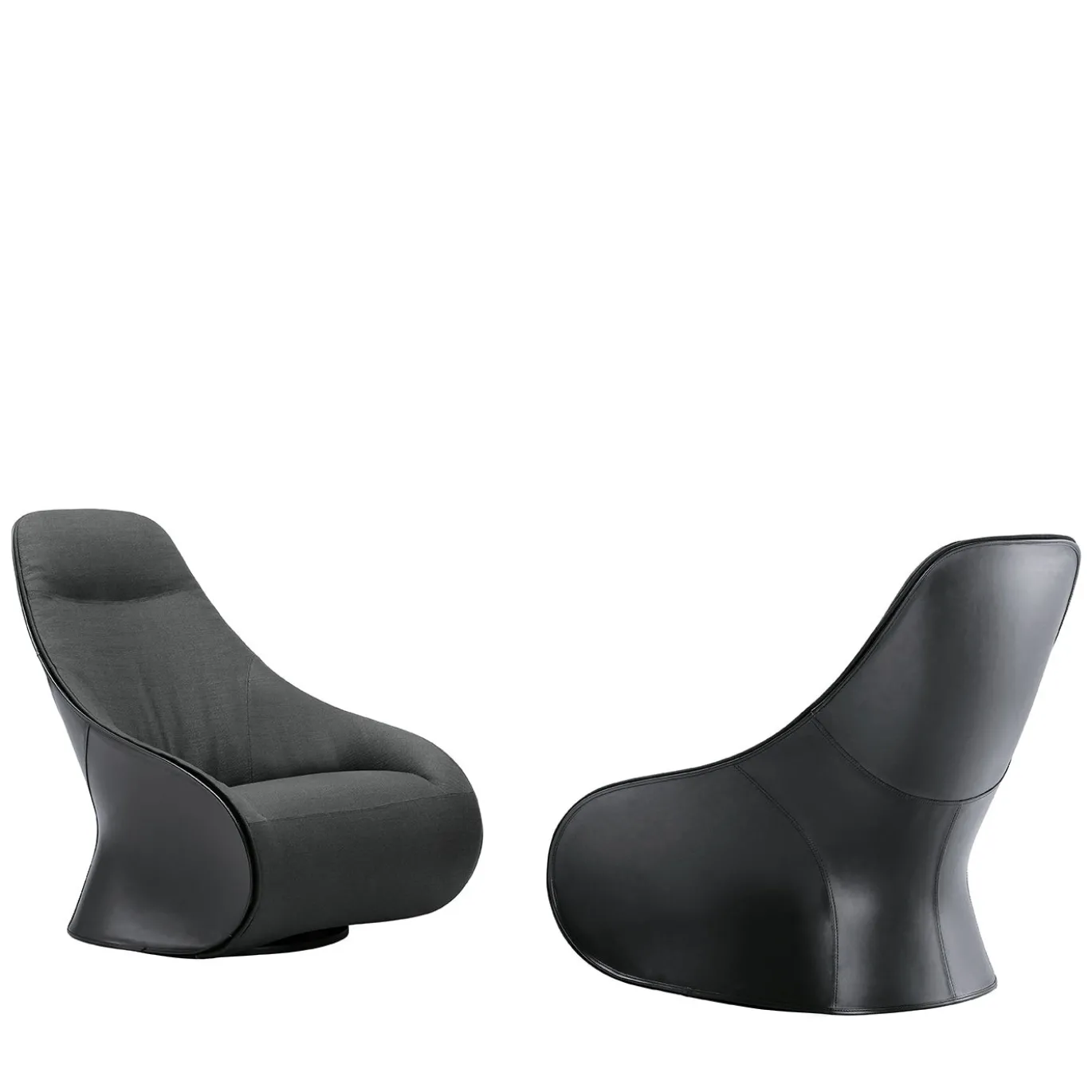 Poltrona girevole Derby grigio scuro con pouf di Noé Duchaufour-Lawrance
